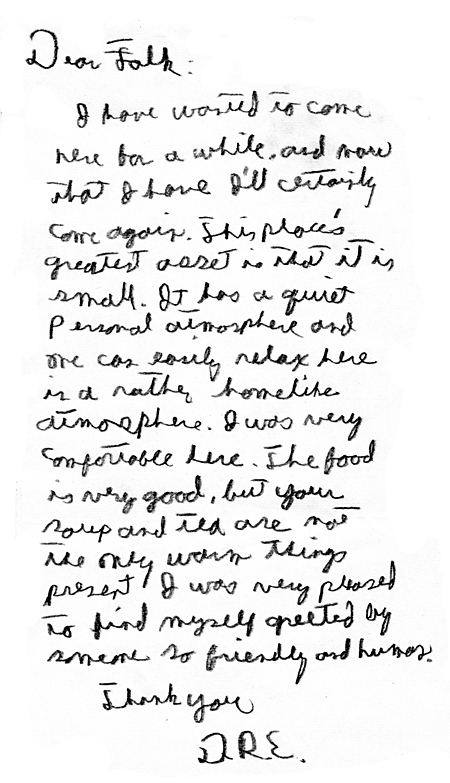 Appreciation note from D.R.E.